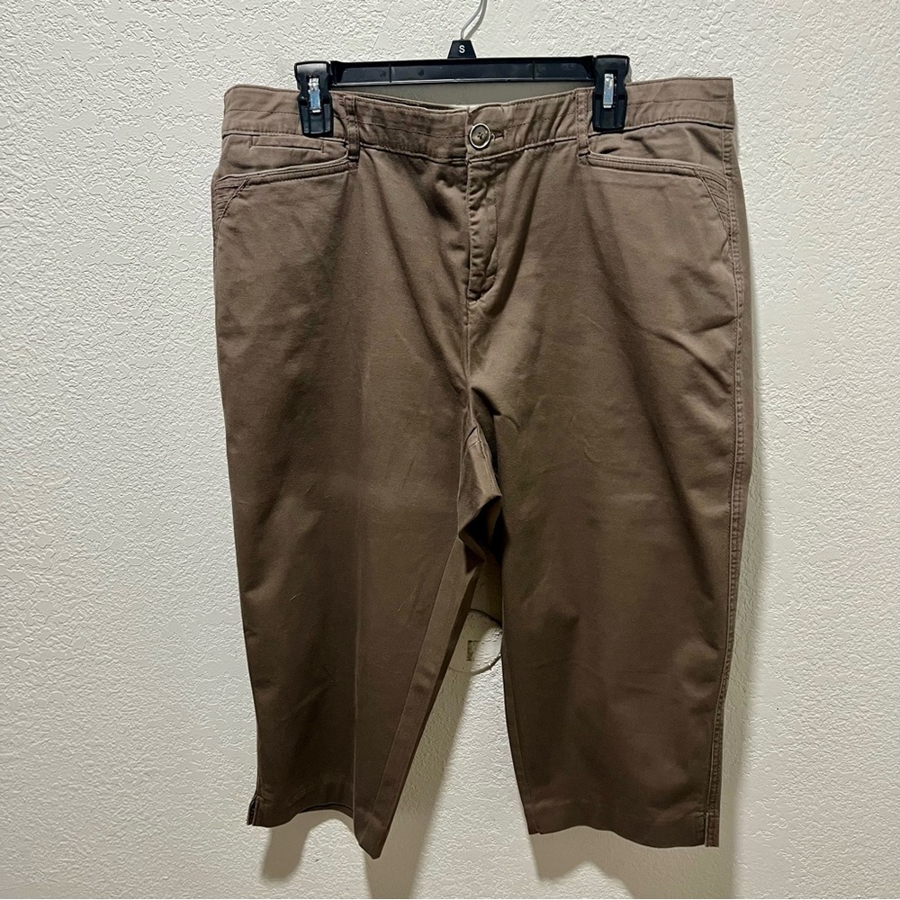 Intro. love the fit Brown Stretch Comfort Waist Capri Pants